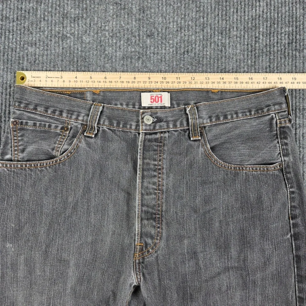 Levis 501 Original Straight Leg‎ Button Fly Grey Denim Jeans Mens W38 L32